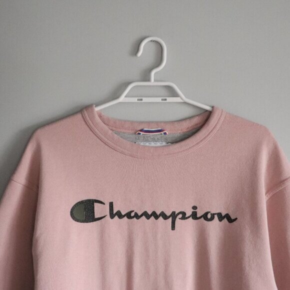 Champion Women's Pink Medium Pullover Fleece Crew Long Sleeve Stretch Sweater - Picture 3 of 10